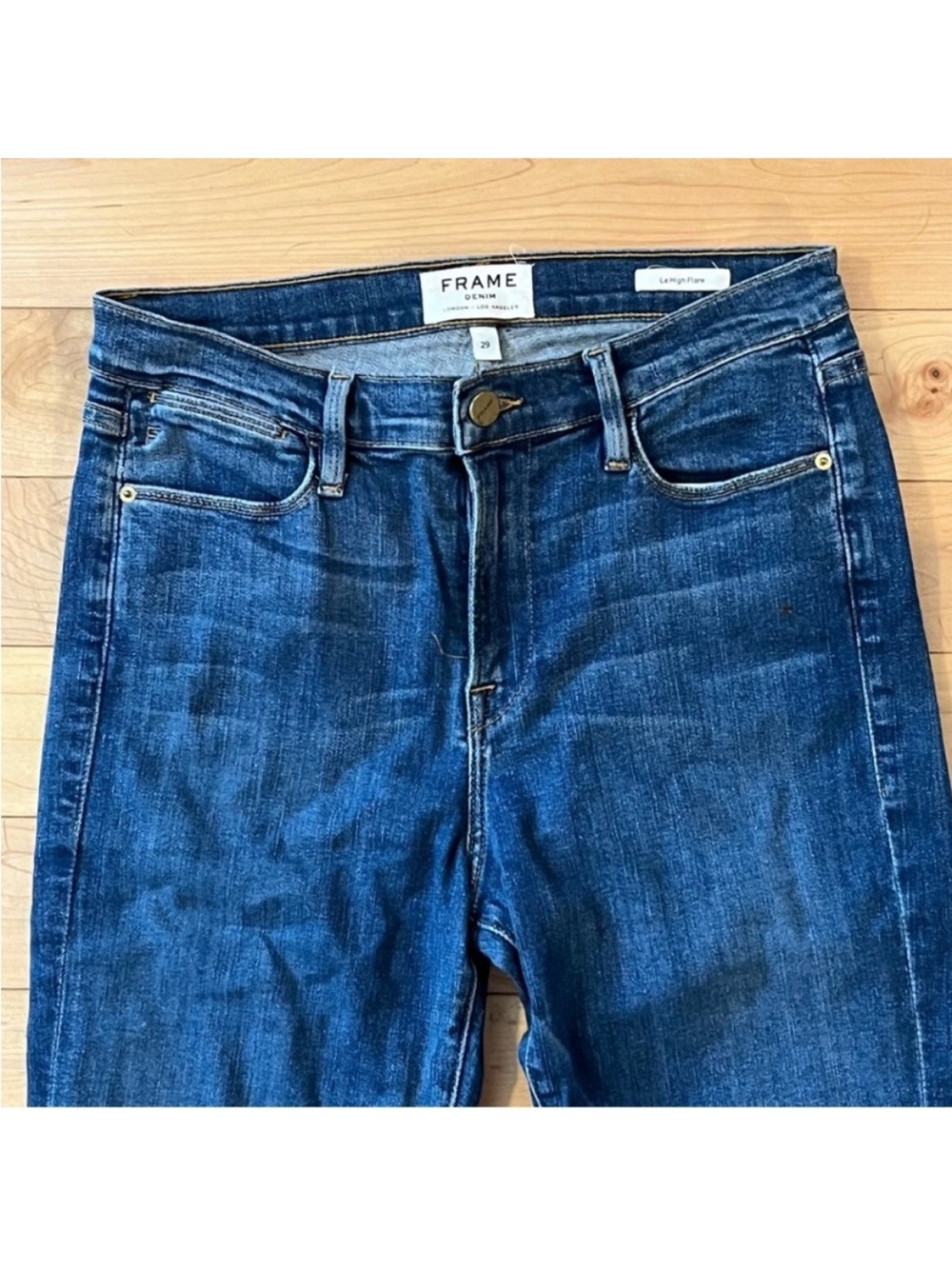 FRAME DENIM Le High Flare Raw Hem Crop in Neosho size 29 - Picture 4 of 12